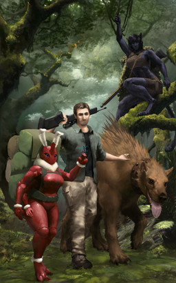 4_arms ambiguous_gender ankle_tuft anthro arm_tuft backpack backpack_only black_body black_fur black_hair bottomwear breasts brown_eyes brown_hair camo cargo_pants claws cloak closed_smile clothed clothing collar collared_shirt day dress_shirt exoskeleton feather_antennae featureless_breasts featureless_crotch female feral fern footwear forest fur green_eyes group hair hand_on_back hunting_rifle in_tree insect_wings leather leather_clothing leather_pouch leg_tuft male moss mouth_closed multi_arm multi_limb muscular muscular_anthro muscular_female neck_tuft non-mammal_breasts on_finger open_mouth outside pants plant purple_eyes quadruped red_body red_exoskeleton rifle_on_shoulder rolled_up_sleeves shirt shoes shorts sleeveless_shirt smile standing stubble studded_collar studs t-shirt tail tan_body tan_fur teeth tongue tongue_out topwear tree tuft vines walking whiskers white_body white_fur wings wrist_tuft malvear pinwheel_(snekguy) snekguy alien arthropod borealan felid feline human insect jarilan mammal absurd_res hi_res