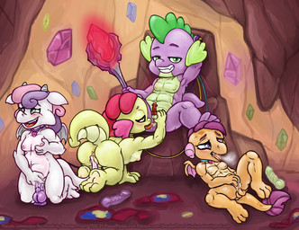 all_fours alternate_species anal anal_fingering anthro anus baby_fat balls bloodstone_scepter bodily_fluids breast_fondling breast_play breasts cave choker collar dildo dildo_sitting dragonification dragonified erection fellatio female female/female female_rimming_male fingering fingering_self fondling foursome genital_fluids genitals glowing grin group group_sex hand_behind_head hand_on_breast harem jewelry kneeling leash loli looking_at_viewer male male/female masturbation navel necklace nipples non-mammal_breasts non-mammal_nipples nude oral penetration penile penis raised_arm reclining rimming rubbing_vulva saliva sex sex_toy shota sitting slightly_chubby small_breasts smile spread_legs spreading tail tail_fetish tail_play tail_rubbing tail_sex toying_self vaginal vaginal_fingering vaginal_fluids vaginal_masturbation vaginal_penetration vulva wet young young_anthro smudge_proof friendship_is_magic hasbro my_little_pony mythology apple_bloom_(mlp) cutie_mark_crusaders_(mlp) scootaloo_(mlp) spike_(mlp) sweetie_belle_(mlp) dragon mythological_creature mythological_scalie scalie 2017