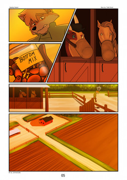anthro building container farm feral fungus house jar male mushroom stable prismanoodle bob_(bobthefelkin) canid canine equid equine felkin fox horse mammal comic hi_res