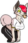 anthro biped blinking bottomwear bread breasts chest_tuft clothed clothing eating female food food_in_mouth fur hair heart_(marking) leaning leaning_forward markings midriff object_in_mouth red_hair simple_background smile solo standing tail tail_motion tailwag toast tuft grumpy_griffin_creations artfight2020 canid canine canis domestic_dog mammal 2020 animated digital_media_(artwork) hi_res short_playtime