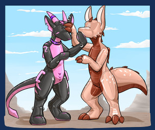 anthro collar digitigrade duo eyeless faceless featureless_crotch handle horn implied_transformation inflatable latex male mouthless null tail transformation therubberdragon mythology kauko_(andrewneo) animate_inanimate dragon living_inflatable living_latex mythological_creature mythological_scalie scalie hi_res