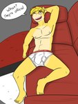 anthro bedroom_eyes briefs briefs_only bulge clothed clothing dialogue furniture male narrowed_eyes navel red_waistband seductive smile smiling_at_viewer sofa solo speech_bubble tighty_whities topless underwear underwear_only white_briefs white_clothing white_underwear fuze nintendo pokemon rodd_(fuze) generation_3_pokemon numel pokemon_(species) hi_res