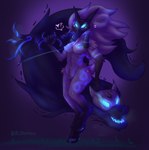 ambiguous_gender anthro areola arm_tuft barely_visible_vulva biped blue_areola blue_eyes blue_markings blue_nipples blush bow_(weapon) breasts chest_tuft cloven_hooves dipstick_ears duo ear_markings elbow_tuft empty_eyes female female_anthro floppy_ears fur fur_markings genitals glowing glowing_eyes glowing_mouth glowing_nipples hair heart_symbol hip_tuft holding_bow_(weapon) holding_object holding_ranged_weapon holding_weapon hooves lop_ears markings mask mask_only multicolored_ears nipples nude nude_anthro nude_female ranged_weapon scut_tail short_tail shoulder_tuft standing tail tuft unguligrade vulva weapon wearing_mask white_body white_fur white_hair jd_churro league_of_legends riot_games tencent kindred_(lol) lamb_(lol) wolf_(lol) bovid canid canine canis caprine mammal sheep spirit wolf absurd_res colored digital_drawing_(artwork) digital_media_(artwork) full-length_portrait hi_res portrait shaded