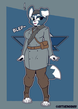 4_toes 5_fingers anthro biped bottomwear breasts claws clothed clothed_anthro clothed_female clothing feet female finger_claws fingers front_view fully_clothed fully_clothed_anthro fully_clothed_female fur hat headgear headwear navel pants solo standing tail toe_claws toes tongue topwear the_man canid canine canis domestic_dog mammal 2025 absurd_res digital_drawing_(artwork) digital_media_(artwork) hi_res