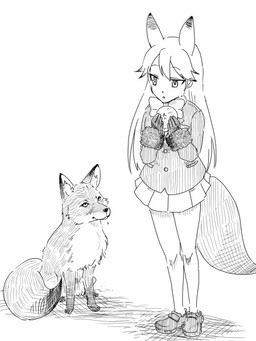 adolescent ambiguous_gender biped bottomwear bow_(feature) bow_tie cheek_tuft clothing dipstick_ears dipstick_tail duo ear_markings facial_tuft female feral food footwear fur gloves hair handwear holding_food holding_object human_and_animal_ears humanoid_hands inner_ear_fluff jacket japanese larger_female long_hair looking_at_another looking_down looking_up markings multi_ear multicolored_ears multicolored_tail open_mouth pleated_skirt quadruped shadow shoes simple_background sitting size_difference skirt smaller_ambiguous smile snout standing tail tail_markings three-quarter_view topwear tuft white_background young kurageto kemono_friends ezo_red_fox_(kemono_friends) animal_humanoid canid canid_humanoid canine canine_humanoid ezo_red_fox fox fox_humanoid humanoid mammal mammal_humanoid red_fox true_fox 2015 3:4 black_and_white cross-hatching digital_drawing_(artwork) digital_media_(artwork) full-length_portrait hatching_(art) line_art monochrome portrait shaded