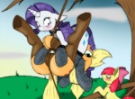 2014 apple_bloom_(mlp) applejack_(mlp) blonde_hair blue_eyes blush bow cub cutie_mark equine female feral fishnet friendship_is_magic fur grass green_eyes group hair horn horse lesbian mammal my_little_pony orange_fur outside pony purple_hair rarity_(mlp) red_hair rope stockings suirano unicorn white_fur yellow_fur young
Rating: Questionable
Score: 7
User: lemongrab
Date: April 05, 2014
