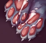 4_toes ambiguous_form ambiguous_gender bodily_fluids claws close-up cum cum_on_feet feet foot_fetish foot_focus foot_play foot_shot fur genital_fluids hindpaw paws paws_only simple_background soles solo toes doxy canid canine canis domestic_dog mammal low_res