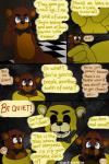 00kaori00 animatronic anthro bow_(feature) bow_tie comic english_text five_nights_at_freddy's freddy_(fnaf) golden_freddy_(fnaf) hi_res machine male red_eyes robot scottgames text