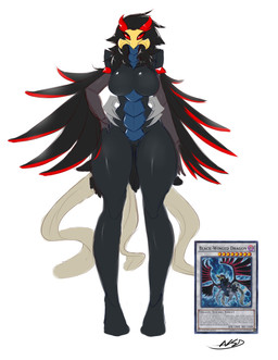 anthro big_breasts black_body black_hair black_skin blue_body blue_scales breasts card eyebrows feathered_wings feathers feet female fingers fur genitals hair looking_at_viewer non-mammal_breasts pose red_eyebrows scale_armor scales simple_background solo text thick_thighs trading_card vulva white_background wide_hips wings yellow_body yellow_face yellow_skin yu-gi-oh_card averyshadydolphin konami mythology yu-gi-oh! black-winged_dragon dragon duel_monster feathered_dragon feathered_scalie mythological_creature mythological_scalie reptile scalie 2015 absurd_res digital_media_(artwork) english_text hi_res
