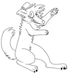 anthro clothing dancing grin hat hat_only headgear headgear_only headwear headwear_only male mostly_nude smile solo teeth puppy_meats canid canine canis domestic_dog mammal 1:1 animated black_and_white monochrome short_playtime unfinished