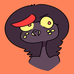 anthro black_body black_hair fangs freckled_face freckles frown grumpy hair highlights_(coloring) long_hair looking_aside male orange_background red_eyes red_highlights simple_background solo teeth yellow_sclera kriachnid kriachnid_(kriachnid) arachnid arthropod spider 1:1 absurd_res bust_portrait cel_shading hi_res icon portrait shaded