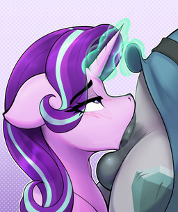 blush clothed clothing clothing_lift crossgender eyelashes fellatio female female_penetrated feral ftm_crossgender grey_body gynomorph gynomorph/female hair horn intersex intersex/female magic male male/female male_penetrating oral penetration penile pupils purple_body purple_hair sex czu friendship_is_magic hasbro my_little_pony mythology maud_pie_(mlp) starlight_glimmer_(mlp) equid equine mammal mythological_creature mythological_equine unicorn absurd_res hi_res