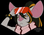 5_fingers anthro black_hair female fingers hair scarf simple_background solo transparent_background yellow_eyes kittydee verelle bat mammal 2022 alpha_channel bust_portrait digital_media_(artwork) portrait