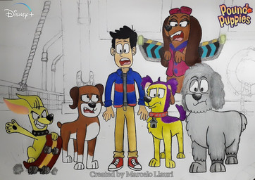 brown_body brown_fur eyewear eyewear_on_head female feral fluffy_fur fur glasses glasses_on_head grey_body grey_fur group long_ears male purple_body purple_fur skateboard vehicle white_paws yellow_body yellow_fur marcelo_llauri hasbro pound_puppies pound_puppies_(2010) adrian_radcliffe cookie_(pound_puppies) lucky_(pound_puppies) niblet squirt_(pound_puppies) strudel boxer_(dog) bulldog canid canine canis chihuahua dachshund domestic_dog herding_dog human hunting_dog mammal mastiff mixed_breed molosser old_english_sheepdog pastoral_dog sheepdog toy_dog hi_res traditional_media_(artwork)