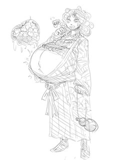 anthro belly big_belly breasts clothing dress female overweight simple_background solo stuffing white_background grindaviking bear giant_panda mammal 2019 4:5 monochrome