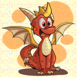 claws feral horn male membrane_(anatomy) membranous_wings red_eyes smile smiling_at_viewer solo spines wings x-blackpearl-x activision mythology spyro_the_dragon flame_(spyro) dragon mythological_creature mythological_scalie scalie hi_res