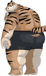 anthro butt clothing kemono male overweight overweight_male simple_background solo underwear white_background arufina_w felid mammal pantherine tiger 2024 absurd_res hi_res