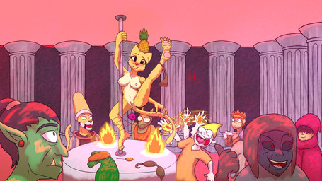anthro burning claws cultist drunk female group happy male nude solo stripper substance_intoxication toe_claws destruteka microsoft prequel_adventure the_elder_scrolls katia_managan m'aiq_the_liar dunmer elve felid human humanoid khajiit mammal orc 16:9 hi_res widescreen
