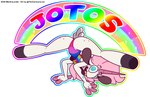 bent_legs bent_over big_ears big_teeth blue_eyes bottomwear bottomwear_down breasts butt clothed clothing female footwear hair high_heels horn lgbt_pride looking_at_viewer mooning open_mouth pants pants_down partially_clothed pink_hair pride_color_clothing pride_colors shoes simple_background small_breasts solo string_panties tail text underwear unicorn_horn white_body the_cartoon_love lgbt_pride_month mythology fan_character merlina_the_unicorn_goat_girl_(the_cartoon_love) animal_humanoid bovid caprine equid equid_humanoid equine goat humanoid mammal mammal_humanoid mythological_creature mythological_equine unicorn unicorn_humanoid absurd_res artist_name digital_drawing_(artwork) digital_media_(artwork) hi_res line_art watermark