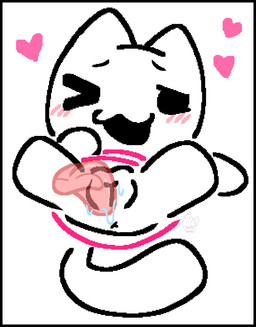 anthro black_border border clothed clothing disembodied_tongue dress female fur genitals licking one_eye_closed open_mouth solo spread_legs spreading tail tongue vulva white_body white_fur conditional_dnp muffinlewds diggon_(character) felid feline mammal digital_media_(artwork) flipnote_studio_(artwork) hi_res