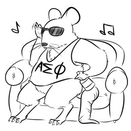 alcohol alpha_sigma_phi beverage black_nose bottle clothing college container eyewear fraternity fur holding_bottle holding_container holding_object music party school shirt simple_background sitting solo sunglasses topwear white_background sheriff_(artist) party_mouse_(character) mammal mouse murid murine rodent 1:1 2016 black_and_white digital_media_(artwork) full-length_portrait monochrome portrait