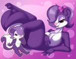 anthro bedroom_eyes breasts featureless_breasts female fur hair half-closed_eyes narrowed_eyes nude pink_nose purple_body purple_fur purple_hair seductive solo caramel-kitteh tiny_toon_adventures warner_brothers fifi_la_fume mammal mephitid skunk