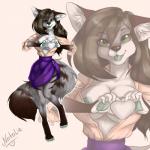 anthro breasts challenge clothed clothing female fur hair looking_at_viewer nipples open_mouth simple_background solo nastynatalie canid canine fox mammal 1:1 2017 hi_res