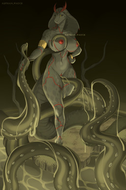 abs accessory ambiguous_fluids anthro areola big_breasts breast_play breast_suck breasts claws consentacles fantasy female fluid_on_breasts forest forest_background forked_tongue genitals grey_body grey_scales horn markings nature nature_background navel nipples non-mammal_breasts non-mammal_navel non-mammal_nipples penetration plant red_claws red_horn red_markings red_nipples red_vulva scales sex simple_background solo sucking swamp tentacle_penetration tentacle_sex tentacles thick_thighs tongue tree vulva wide_hips yellow_eyes albtraumwach silvia reptile scalie snake absurd_res hi_res