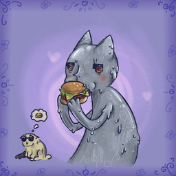 3_fingers airplane_ears ambiguous_gender anthro bite blue_outline blush burger chewing chewing_object docked_tail dripping_body duo eating eating_food eyebrows eyewear eyewear_on_head eyewear_only fangs female fingers food full_mouth glasses glistening glistening_body glistening_eyes gun hungry liquid_metal machine machine_gun male markings melting metallic_body nude outline pattern_background pointy_nose purple_background ranged_weapon red_eyes scar short_tail simple_background small_eyes sparkles sparkling_body sparkling_eyes spots spotted_body starving sunglasses sunglasses_on_face sunglasses_only tail tailless teeth thick_eyebrows thought_bubble weapon wearing_sunglasses yellow_body nacurenyzernomex mewgenics terminator_(franchise) c-1000 c-800 android british_shorthair domestic_cat elemental_creature felid feline felis mammal metal_creature mineral_fauna robot demigirl_(lore) female_(lore) male_(lore)