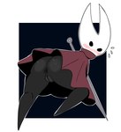 anus arthropod blush bodily_fluids cloak cloak_only clothing darky female genitals hi_res hollow_knight hornet_(hollow_knight) insect pussy solo sweat sweatdrop tagme team_cherry