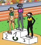 animal_genitalia animal_pussy anthro arena athlete blush bottomless bra canine_genitalia canine_pussy clothed clothing female genitals group medal multi_nipple nipples podium public public_exposure pussy racing sport tail tail_motion tailwag tongue track_and_field underwear kinaj mica_(kinaj) canid canine canis domestic_dog greyhound hunting_dog mammal sighthound