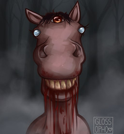 3_eyes black_mane blood blood_in_mouth bodily_fluids brown_body brown_eyes brown_fur empty_eyes eyelashes feral fog forest forest_background fur grey_sclera gums light male male_feral mane multi_eye nature nature_background night outside pink_gums plant smile smiling_at_viewer solo teeth text tree yellow_teeth glossopho dead_by_daylight maurice_(dead_by_daylight) equid equine horse hybrid mammal undead 2024 artist_name bust_portrait colored digital_drawing_(artwork) digital_media_(artwork) english_description english_text lighting portrait shaded male_(lore)