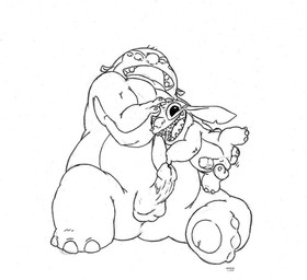 3_toes 4_balls 4_eyes balls blush claws duo ears_down feet genitals humanoid_genitalia humanoid_penis male male/male multi_balls multi_eye multi_genitalia notched_ear nude open_mouth open_smile overweight overweight_male penis pivoted_ears simple_background size_difference smile toes white_background hamsterinboxers disney lilo_and_stitch jumba_jookiba stitch_(lilo_and_stitch) alien experiment_(lilo_and_stitch) kweltikwan 2009 black_and_white monochrome