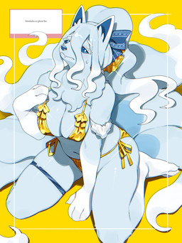 anthro anthrofied big_breasts bikini biped blush breasts claws clothed clothed_anthro clothed_female clothing feet female fingers front_view fur gold_bikini hair kemono kneeling looking_at_viewer navel side-tie_bikini simple_background solo string_bikini swimwear tail toes two-piece_swimsuit kame_3 nintendo pokemon alolan_form alolan_ninetales generation_7_pokemon pokemon_(species) regional_form_(pokemon) 2026 absurd_res digital_drawing_(artwork) digital_media_(artwork) hi_res