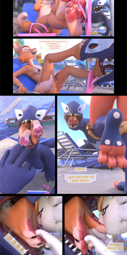 3_toes 4_toes anthro barefoot beach bikini clothed clothing curling_toes dialogue digit_ring duo feet female female/female flip_flops foot_fetish foot_focus foot_in_mouth foot_lick foot_play foot_suck footwear hindpaw jewelry licking loose_footwear pawpads paws plantigrade plantigrade_pawpads ring safe_vore sandals shoe_dangle shoes skimpy soles sucking swimwear text tickling tickling_feet toe_in_mouth toe_ring toe_suck toes tongue two-piece_swimsuit unwilling_prey vore chutos cumminham_(modeler) kaylafox_(modeler) dreamworks nintendo pokemon the_bad_guys diane_foxington canid canine cinderace fox generation_2_pokemon generation_8_pokemon legendary_pokemon lugia mammal pokemon_(species) 2024 3d_(artwork) absurd_res comic crossover digital_media_(artwork) english_text hi_res