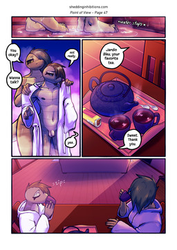 5_fingers anthro balls bathing bathrobe beverage black_sclera breasts brown_body clothing countershading drinking duo feet fingers genitals grey_body gynomorph hair intersex male nipples nude_anthro penis robe showering speech_bubble steam tail tea teapot text wet_hair atrolux conditional_dnp amon_(atrolux) kyra_(atrolux) reptile scalie snake comic english_text hi_res url incest_(lore) mother_(lore) mother_and_child_(lore) mother_and_son_(lore) parent_(lore) parent_and_child_(lore) parent_and_son_(lore) son_(lore)