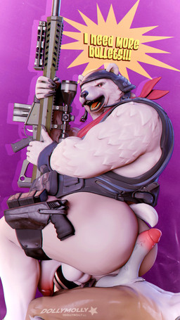 anthro armor backsack balls barazoku biceps big_butt bottomless brown_body brown_fur butt clothed clothing dialogue duo faceless_anthro faceless_character faceless_male foreskin fur genitals glans gun headgear helmet holding_gun holding_object holding_ranged_weapon holding_weapon hot_dogging humanoid_genitalia humanoid_penis male male/male muscular muscular_anthro muscular_male open_mouth penis ranged_weapon retracted_foreskin sex speech_bubble tail teeth text thick_thighs tongue topwear vein veiny_penis vest weapon white_body white_fur yelling dollymolly323 epic_games fortnite i_need_more_bullets polar_patroller wendell_(fortnite) bear canid canine canis mammal polar_bear ursine wolf 2023 3d_(artwork) 4k 9:16 absurd_res blender_(artwork) digital_media_(artwork) english_text hi_res meme