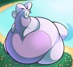 ambiguous_gender anthro belly big_belly bottom_heavy colored generation_6_pokemon goo_creature goodra hi_res hoodah hyper nintendo overweight overweight_anthro pokemon pokemon_(species) solo tail thick_tail