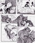 canid canine canis comic coop_(wrng) dialogue digitigrade english_text female feral greyscale lord_darcia_iii male mammal monochrome natsume_(wrng) natsumewolf oz_(wrng) quadruped rikku tail text wolf wolf's_rain wolf's_rain_next_generation