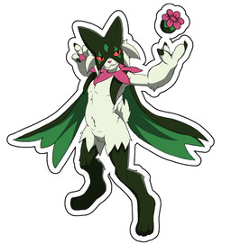 anthro featureless_crotch fur green_body green_fur male navel red_eyes simple_background solo standing gakineko nintendo pokemon felid generation_9_pokemon mammal meowscarada pokemon_(species)