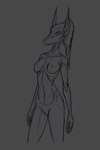 anthro areola augmented big_ears biped breasts cybernetic_arm cybernetic_leg cybernetic_limb cybernetics female female_anthro genitals hair humanoid_genitalia humanoid_pussy machine nipples nude ponytail pussy sketchy slim slim_anthro slim_female small_breasts solo synthetic tall thin_thighs three-quarter_view waist the_dark_skull android canid canine canis cyborg jackal mammal robot 2:3 absurd_res digital_media_(artwork) guide_lines half-length_portrait hi_res portrait sketch sketch_page