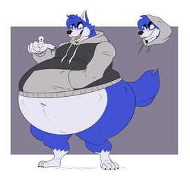 anthro belly big_belly bottom_heavy bottomless bottomless_anthro bottomless_male claws clothed clothing fangs fur gesture hair hand_gesture hoodie hoodie_only looking_at_viewer male morbidly_obese mouth_closed navel obese open_mouth overweight overweight_anthro overweight_male pointing pointing_at_viewer solo standing teeth thick_thighs tongue topwear topwear_only wide_eyed wide_hips reagan700 voodoo_(kitsunezero) canid canine canis mammal wolf 2024 full-length_portrait headshot_portrait hi_res model_sheet portrait