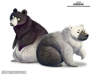 ambiguous_gender black_body black_fur duo eyes_closed feral fur grey_body grey_fur humor pun simple_background smile tan_body tan_fur text visual_pun white_background white_body white_fur piper_thibodeau bear mammal digital_media_(artwork) digital_painting_(artwork) english_text painting_(artwork) url