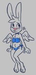 anthro back_wings biped butt clothed clothing eyebrows feathered_wings feathers female freckled_butt freckled_face freckles front_view head_tuft looking_aside simple_background sitting solo swimwear tuft wings soulcentinel angel_hare the_east_patch angel_gabby angel angel_hare_(the_east_patch) hare lagomorph leporid mammal 2024 spot_color