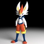 ambiguous_gender anthro solo goldencarrot nintendo pokemon cinderace generation_8_pokemon pokemon_(species) 1:1 3d_(artwork) digital_media_(artwork) hi_res