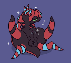 anus black_body blue_stripes butt clitoris countershading exoskeleton female feral genitals glistening glistening_genitalia glistening_vulva green_sclera half-closed_eyes looking_at_viewer lying narrowed_eyes on_back plump_labia presenting presenting_anus presenting_hindquarters presenting_vulva puffy_anus red_body shadow simple_background small_tail solo sparkles sparkling_character stripes tail thick_thighs vulva gandergeist nintendo pokemon arthropod generation_5_pokemon myriapod pokemon_(species) scolipede shiny_pokemon aliasing digital_media_(artwork)