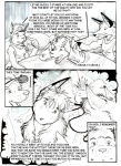 anthro female flashback group male sitting text leomagna ian_(leomagna) canid canine canis domestic_dog fox husky mammal nordic_sled_dog spitz comic english_text greyscale monochrome pen_(artwork) traditional_media_(artwork)