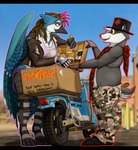 anthro cybernetics dreadlocks female machine male male/female text rj_zenith confuzzled brok_(confuzzled) ceej_(rj_zenith) avian badger bird blue_jay corvid cyborg jay_(bird) mammal mustelid musteline new_world_jay oscine passerine absurd_res english_text hi_res