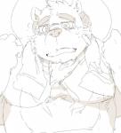 anthro belly clothing eyewear glasses hat headgear headwear male overweight overweight_anthro overweight_male shirt solo straw_hat topwear towel train5 train_(artist) lifewonders tokyo_afterschool_summoners volos_(tas) bear mammal 2017