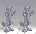 4_toes 5_fingers anthro biped featureless_crotch feet fingers grey_background male navel nude pawpads paws raised_arm simple_background solo standing toes nerevar canid canine canis mammal wolf 2012 cross_eye_stereogram full-length_portrait grey_theme monochrome portrait side_by_side_stereogram signature stereogram